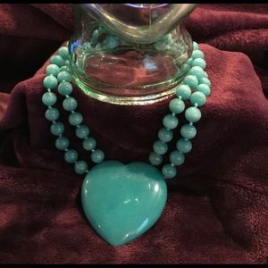 Huge Amazonite heart and bead necklace.